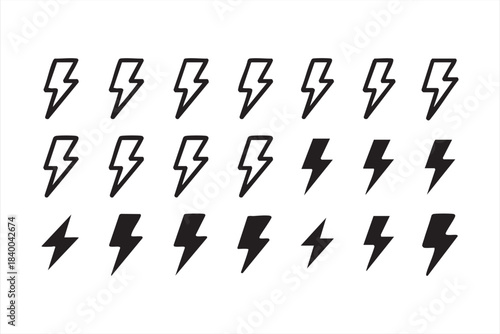 Bold Thunder and Bolt Symbols for High-Impact Digital Design