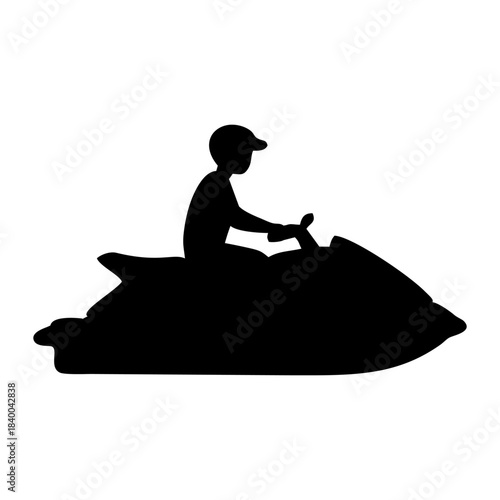 Jet Ski Rider Silhouette BLACK