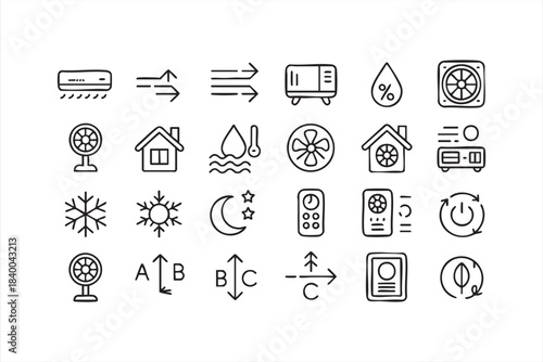Fan, Humidity, and Temperature Icons for Environmental Control Apps
