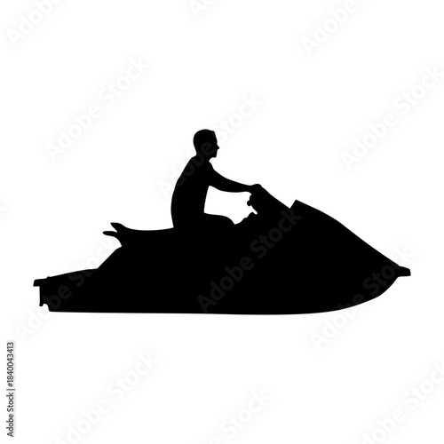 Jet Ski Rider Silhouette BLACK