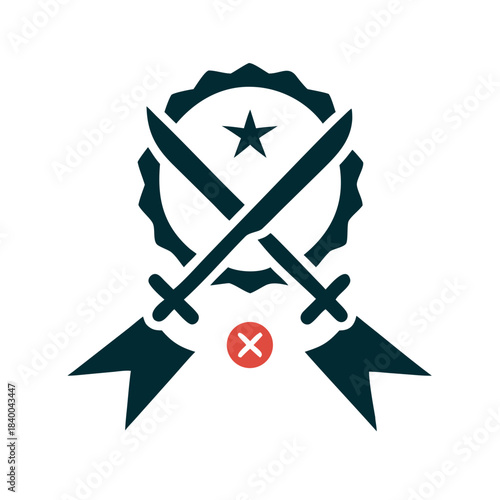 Military emblem icon with crossed spears and star