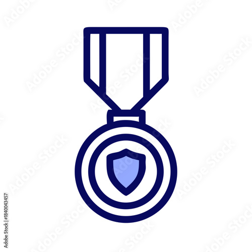 Medal icon with shield in line style