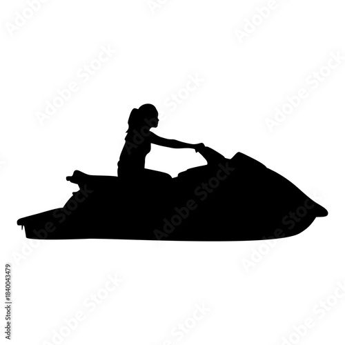 Jet Ski Rider Silhouette BLACK