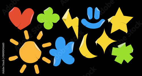 Vector Abstract Sticker Set with Peeling Corner