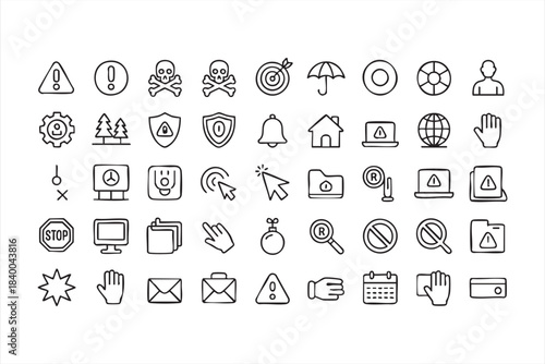 Risk Alert and Caution Icon Set for Digital Interfaces and Control Panels