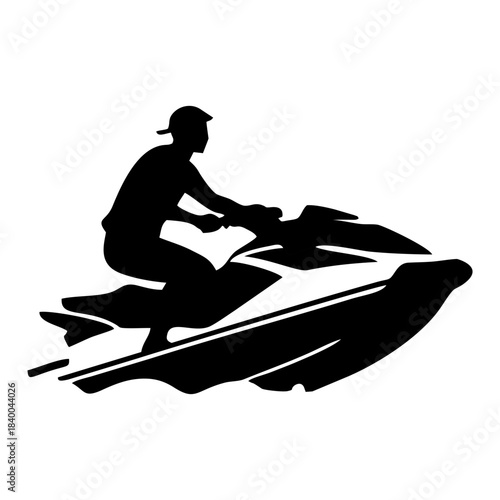 Jet Ski Rider Silhouette BLACK