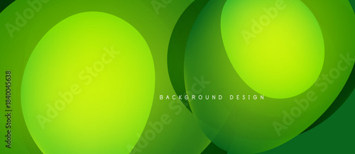 Abstract green background. Overlapping circles create dynamic visual effect. Modern design suitable for banners, presentations.