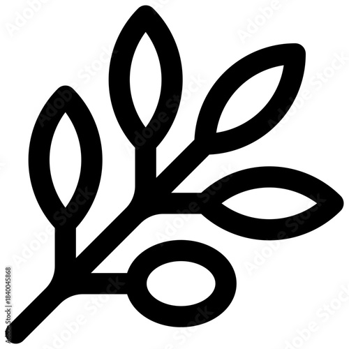 Olive branch. Editable stroke vector icon.