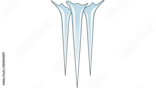 Icy Daggers: A crisp, minimalist illustration of three icicles, captured in a simple and refreshing palette, evoking the purity of winter's embrace.