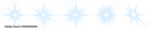 Blue star sparkles with radiant lens flare effect. Bright beams shine outward creating festive mood. Perfect for holiday-themed illustrations. PNG