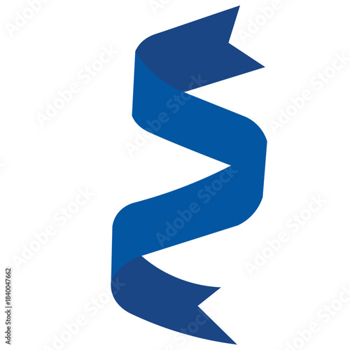 Cute curled blue ribbon icon, ideal for finishing touches, elegance, or illustrating graceful, refined, and decorative design elements.