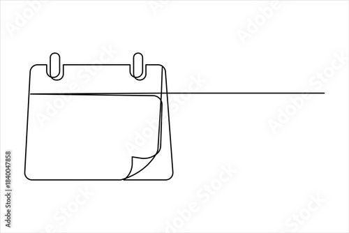 Continuous one line art drawing of calendar. memorable date, countdown, holiday, weekday and weekend design vector illustration concept