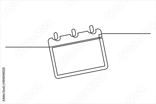Continuous one line art drawing of calendar. memorable date, countdown, holiday, weekday and weekend design vector illustration concept