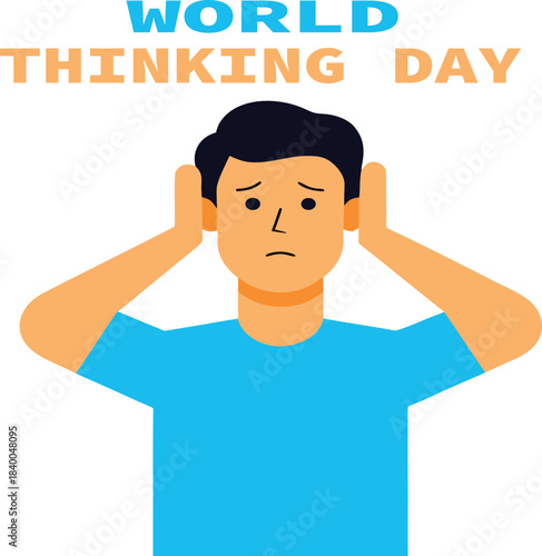 World thinking day illustration of a person covering their ears