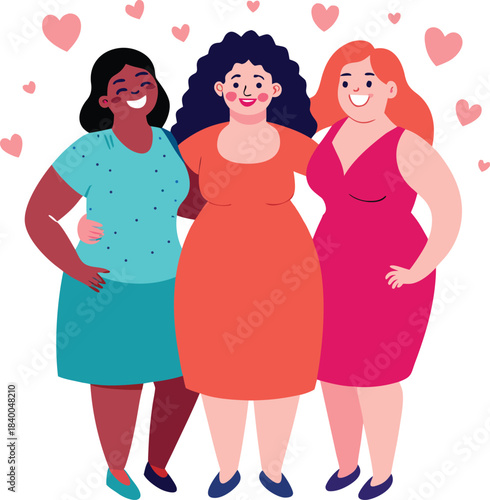 Diverse women celebrating body positivity and friendship
