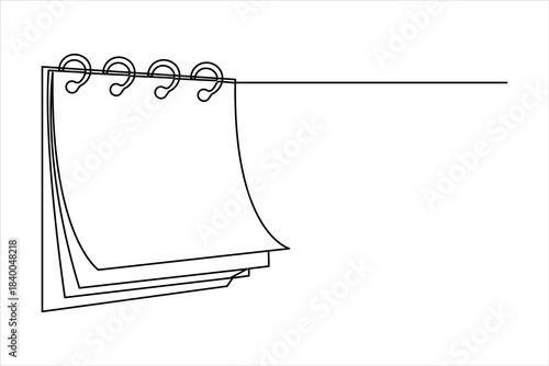 Continuous one line art drawing of calendar. memorable date, countdown, holiday, weekday and weekend design vector illustration concept