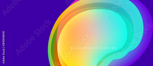 Abstract vibrant background. Overlapping colorful layers create dynamic visual effect. Gradient transitions, smooth curves, modern design.