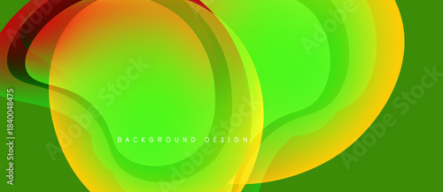 Abstract vibrant waves, green dominates. Smooth gradients blend orange, yellow, red hues. Modern design element for backgrounds.