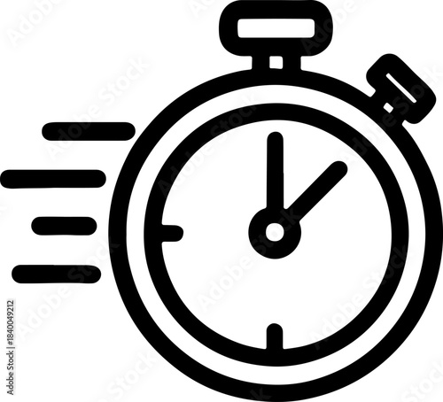 A black 3d stopwatch vector illustration featuring a circular clock timer icon with an arrow sign to represent a business deadline concept on a web button