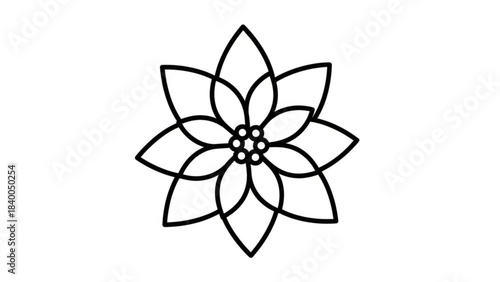 Delicate Bloom: An artistic line drawing depicts a stylized flower with elegant, symmetrical petals, capturing the essence of natural beauty in its minimalist form.