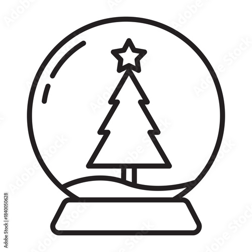 Minimal snow globe outline icon with editable stroke. Linear Christmas ball for winter holidays, app UI, web design, infographics, greeting cards and stickers