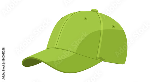 A vibrant green baseball cap, presented in a clean, isolated view against a stark white background, highlighting its simple yet stylish design