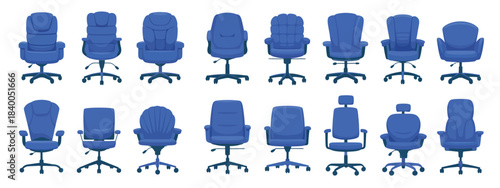 Office Chair Isolated Cartoon Icon – Vector Illustration of Modern Interior Furniture on White Background for Workplace, Business, and Home Office Design
