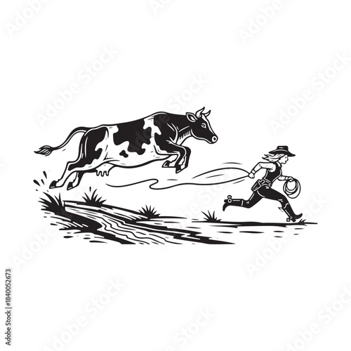 Cowgirl riding a bucking bull during rodeo competition action