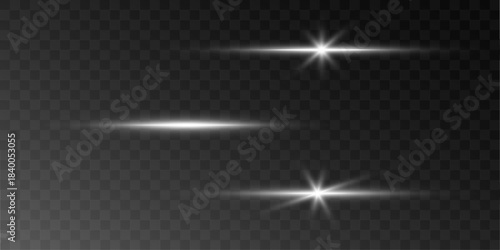 Soft luminous white line emits smooth radiant streaks with sparkling highlights. Sleek motion path adds energy and depth. White line vector.