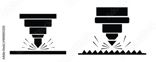 Industrial Laser Cutting Icon Vector – CNC Machine Symbol for Metal Cutting and Fabrication
