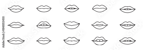 Diverse collection of human lips outlines, illustrating different mouth shapes and features