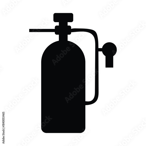Gas Cylinder Icon with Regulator and Hose – Industrial Oxygen Tank Silhouette