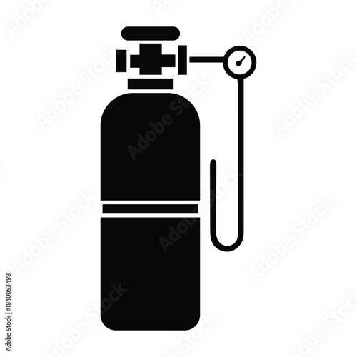 Industrial Gas Cylinder Icon with Pressure Regulator – Safety Equipment Silhouette Illustration