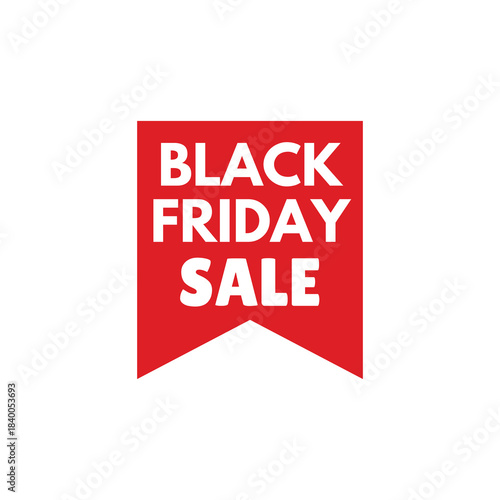 Simple Red Black Friday Sale Tag or Ribbon Label for Retail Discounts, Shopping Promotions, E-commerce Special Offers, and Advertising Banners.