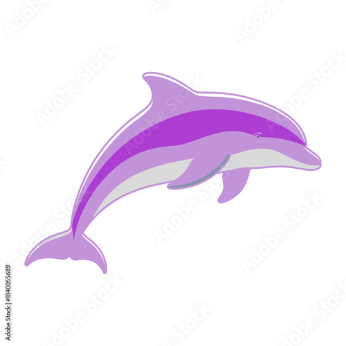 Cute purple dolphin jumping illustration