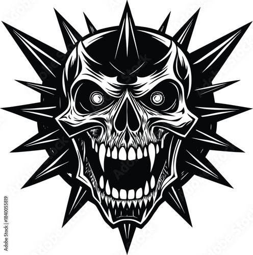 Spiked Skull Vector Illustration