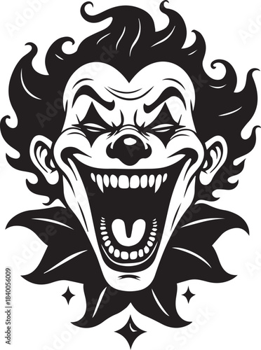 Menacing Clown Face Illustration