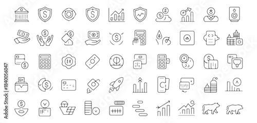 Finance and banking icon set for business transactions and financial management