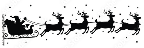 Santa’s Sleigh with Gifts – Festive Christmas Illustration Featuring Holiday Presents, Winter Magic, and Classic Seasonal Elements