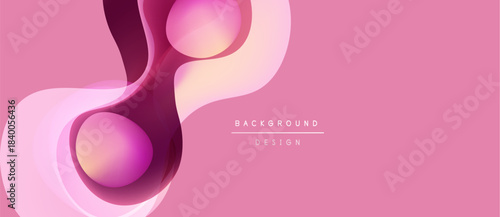 Abstract pink design features flowing shapes, gradients, soft curves. Modern aesthetic suitable for backgrounds, presentations.