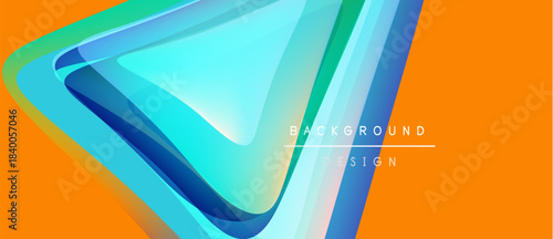 Abstract geometric design. Vibrant colors blend, creating dynamic visual effect. Orange background complements layered shapes. Modern, sleek presentation.