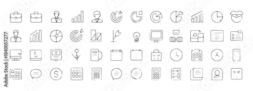 Business and office sketch icons set suitable for web apps and mobile apps easily editable
