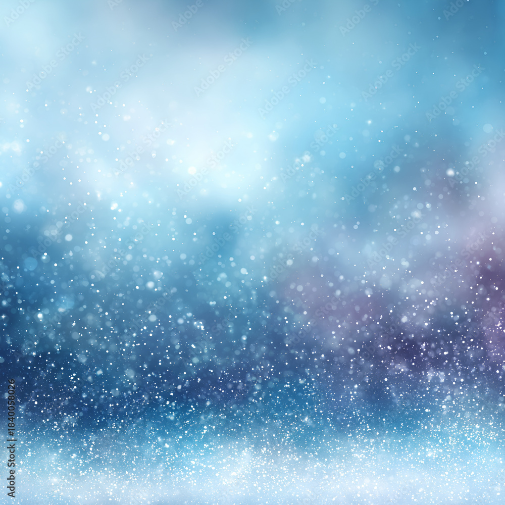 Fototapeta premium Winter abstract background with soft icy blue gradient and scattered white snow dots creating a calm seasonal atmosphere 