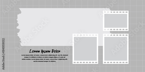 Pictures or photos frame collage, page grid layout abstract photo frames and digital photo wall template