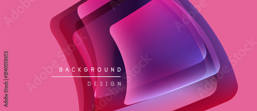 Abstract layers create vibrant pink, purple gradient. Modern design elements suggest dynamic visual experience. Text reads background design.