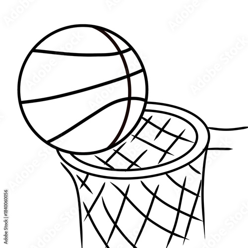Basket ball in a basket