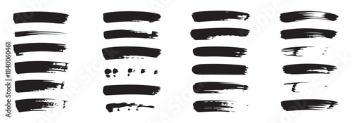 Abstract paint brush strokes collection of black hand drawn grunge textures for design