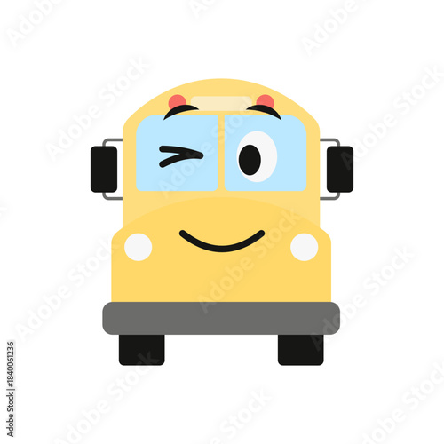 Cute School Bus Cartoon Character