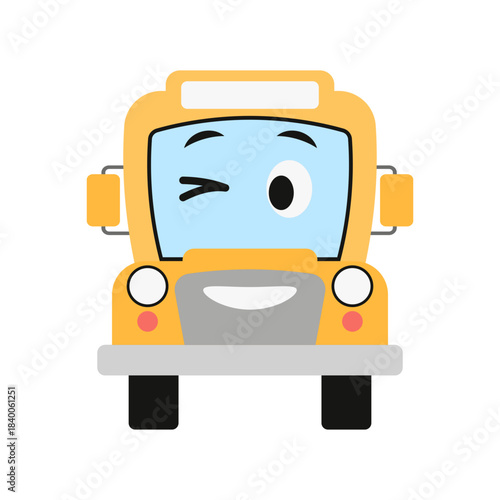 Cute School Bus Cartoon Character