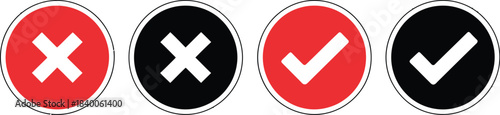 Red circle icons with white X symbols representing no, wrong and rejection states for interfaces, warnings and notifications.